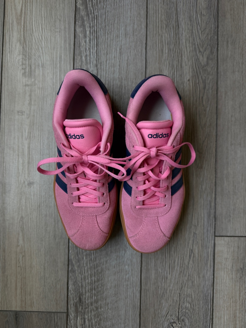 adidas Pink Sneakers with Navy Stripes